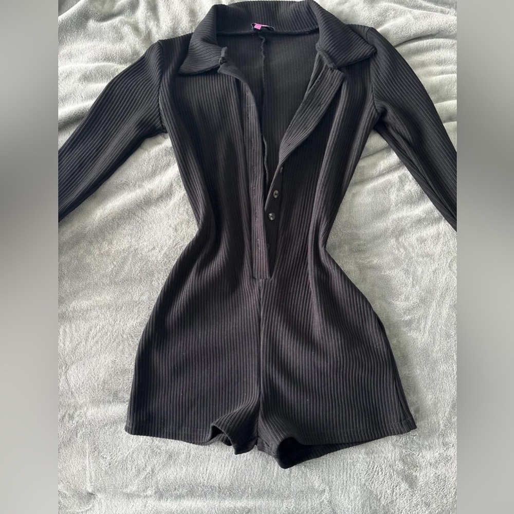 Edikted Black Ribbed Jumpsuit